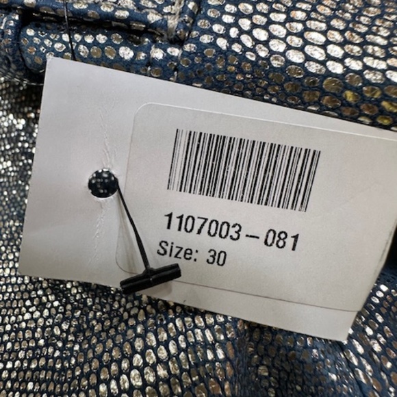 J Brand Leather Snake Embossed Pants Metallic Blue Straight Leg Size 30🌸 - Picture 13 of 16